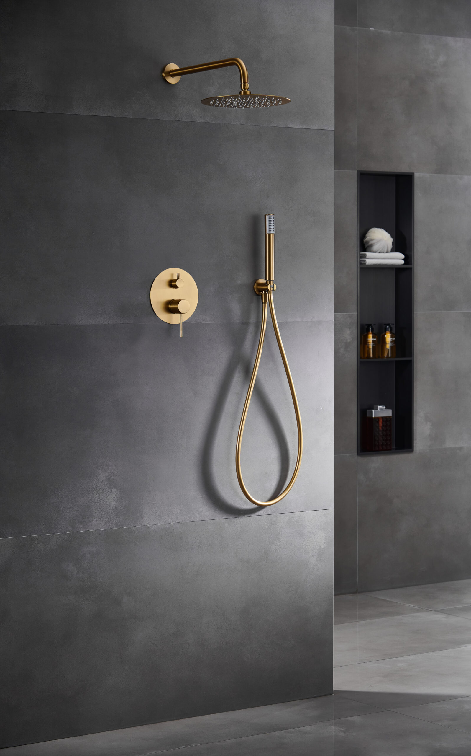 Conjunto de ducha monomando empotrado oro cepillado serie Monza - Afbeelding 4