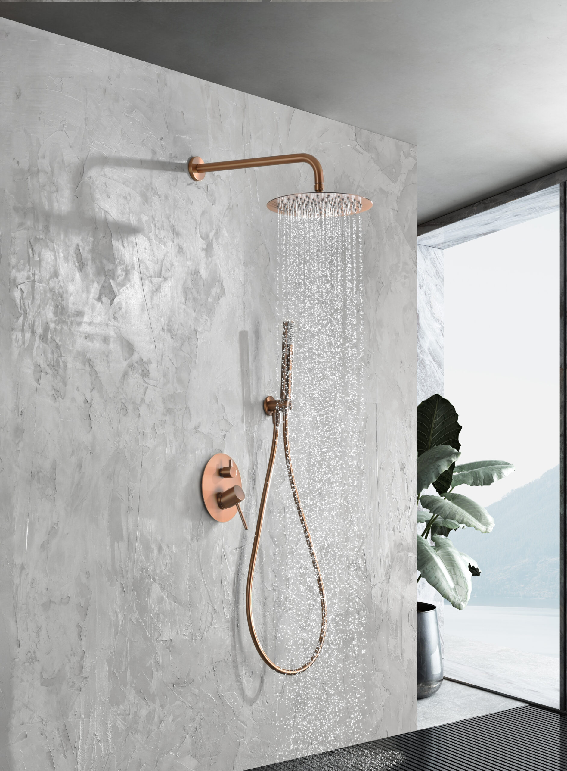 Conjunto de ducha monomando empotrado oro rosa cepillado serie Monza - Afbeelding 4
