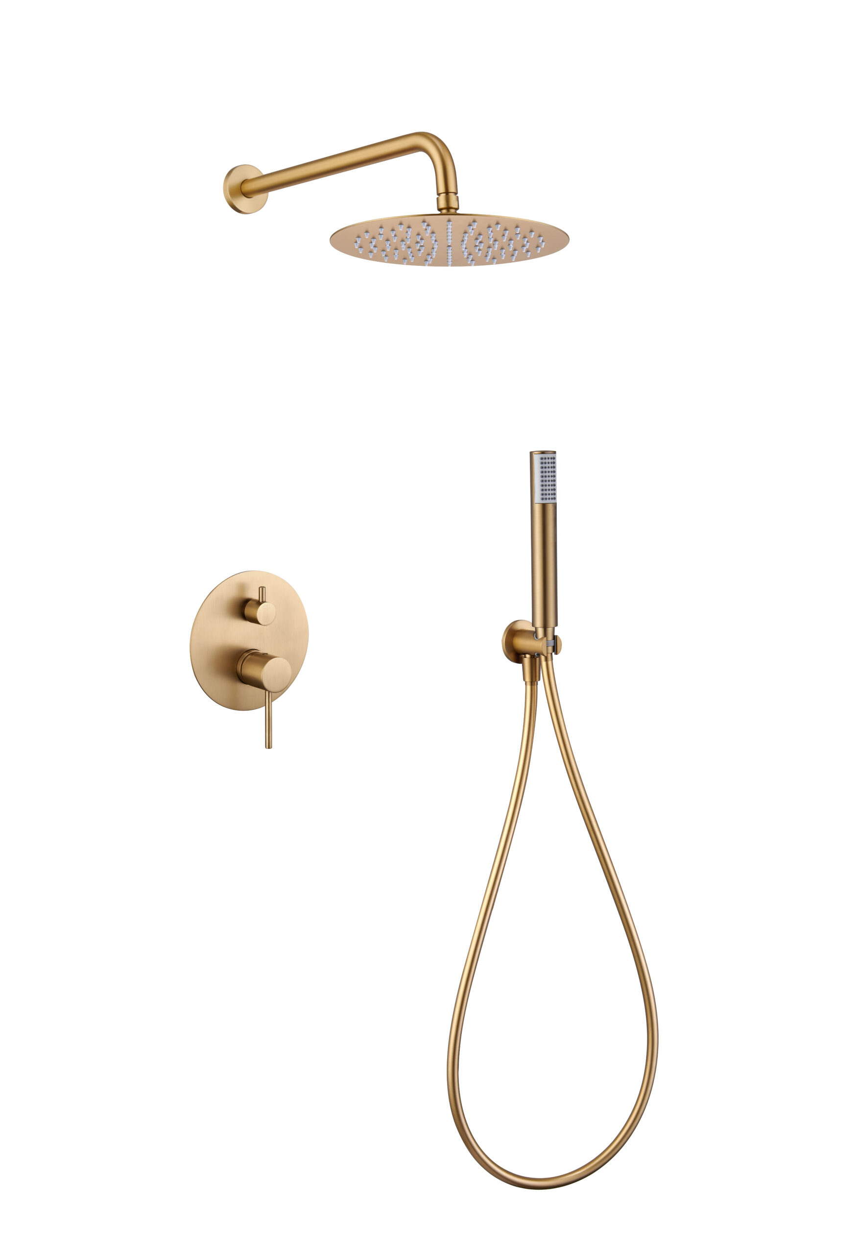 Conjunto de ducha monomando empotrado oro cepillado serie Monza