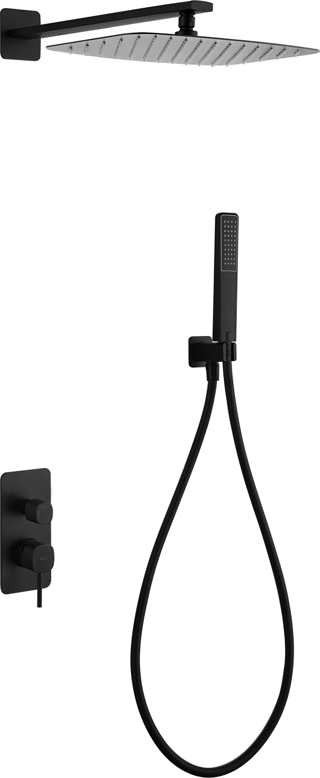 Conjunto de ducha monomando empotrado negro mate serie Firenze