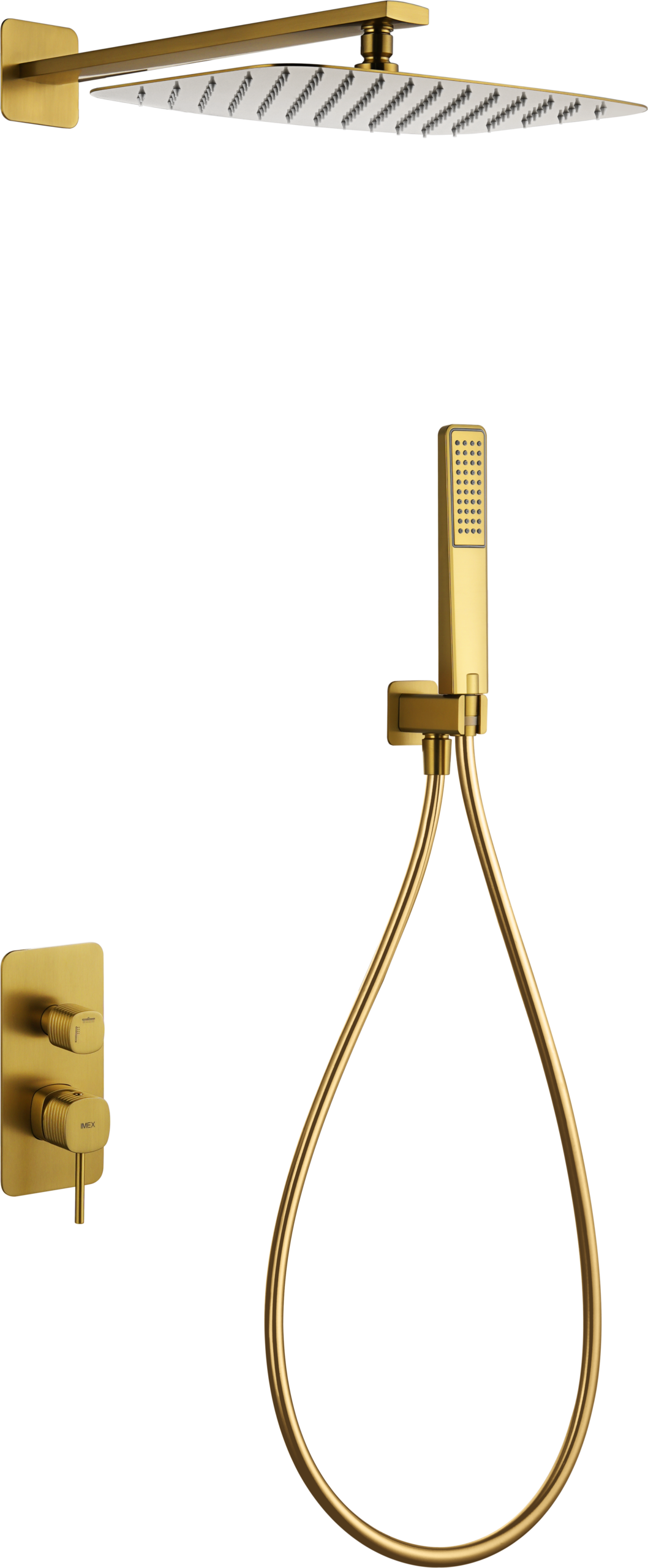 Conjunto de ducha monomando empotrado oro cepillado serie Firenze