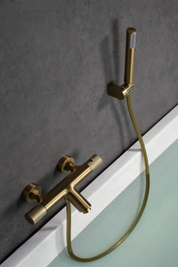 Grifería de baño y ducha termostática oro cepillado serie Line - Afbeelding 2